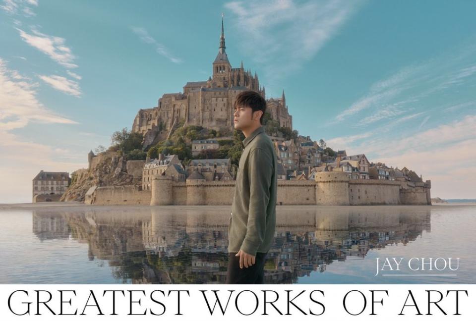 周杰倫新專輯封面在法國素有「天空之城」美譽的聖米歇爾山實地拍攝。（圖／杰威爾提供）