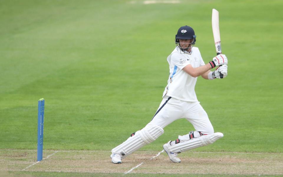 Joe Root fell one short of another first-class century as he was bowled for 99 against Glamorgan - PA