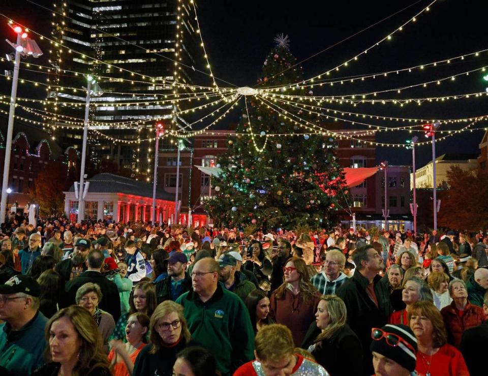 An estimated 8,000 people packed Sundance Sguare plaza Wednesday for the lighting of the community Christmas tree. Bob Booth/Bob Booth