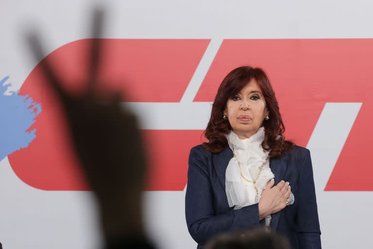 Hugo Yasky, Cristina Kirchner y Jorge Ferraresi, en el acto de la CTA, en Avellaneda