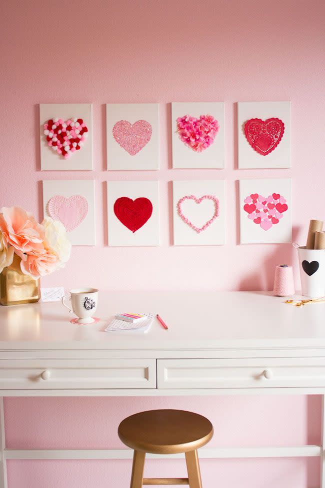 canvas hearts valentines day decor