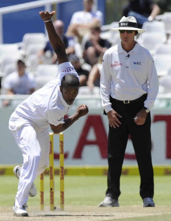 Vernon Philander in action for South Africa in the first Test against New Zealand in Cape Town on January 4, 2013. Although Philander will miss the second Test because of a hamstring strain, New Zealand's batsmen will again face a formidable challenge from Steyn, Morkel, Jacques Kallis and Rory Kleinveldt, who will replace Philander