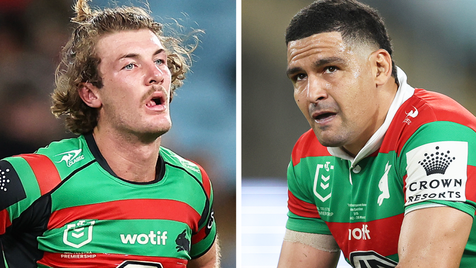 Rabbitohs five-eighth Cody Walker (pictured) could miss round one of the NRL after an injury setback only days after teammate Campbell Graham (pictured left) was ruled out for six months. (Getty Images)