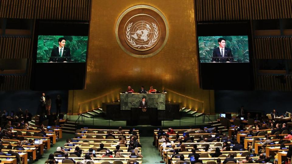 El primer ministro de Canadá en la ONU.