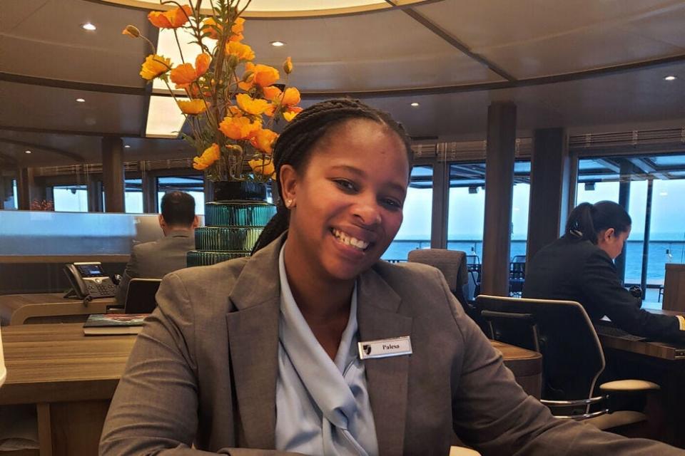 The Seabourn Venture team offers service with a smile