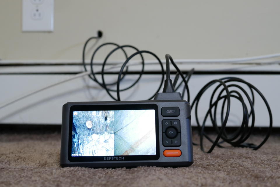 Display from DEPSTECH DS520 Triple Lens Borescope showing what's behind a wall.