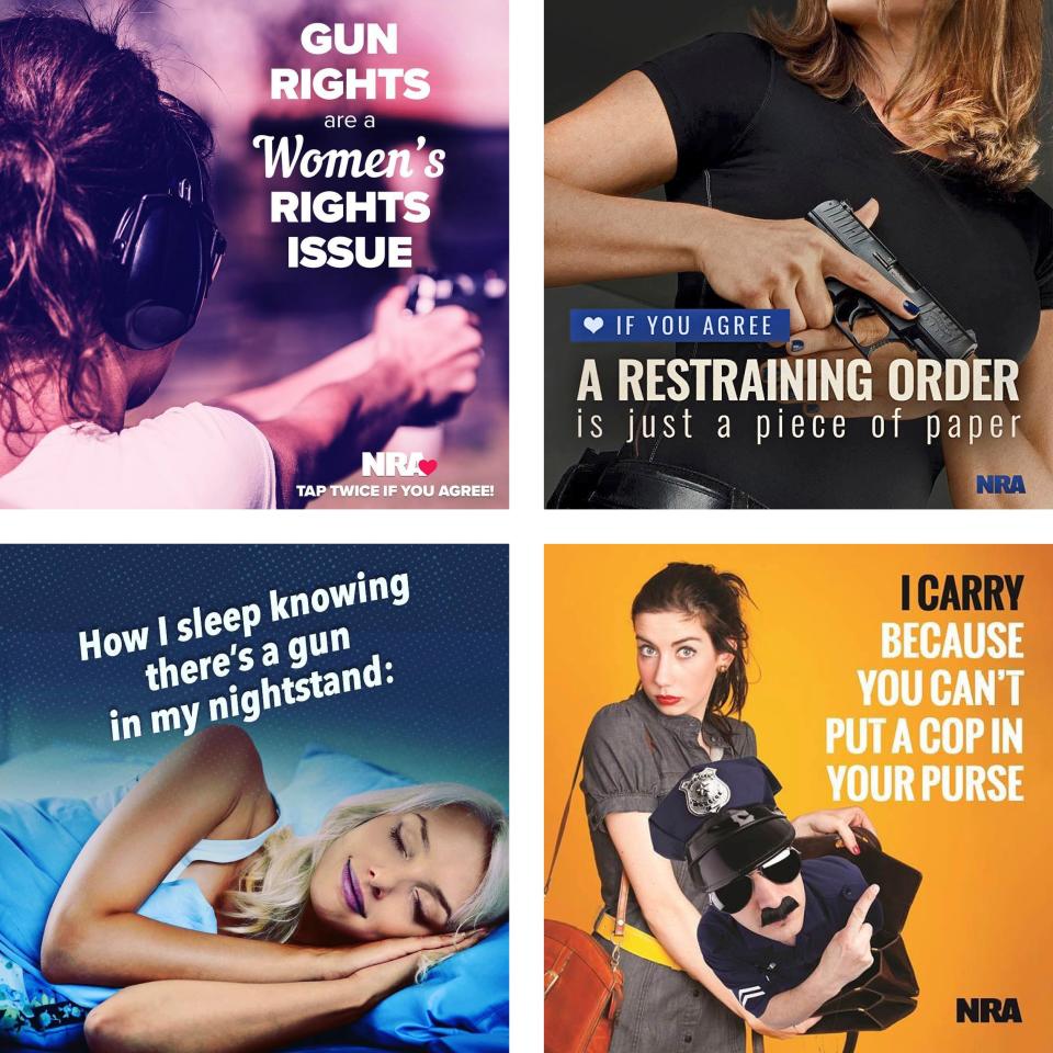 Insta-Strong: The NRA has been ramping up online and social ads, spending $4 million so far in 2018. Ads focused on women often carry a message of safety and empowerment.