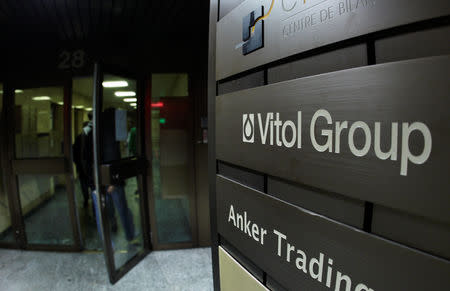 FILE PHOTO: A sign is pictured in front of Vitol Group trading commodities company building in Geneva October 4, 2011. REUTERS/Denis Balibouse