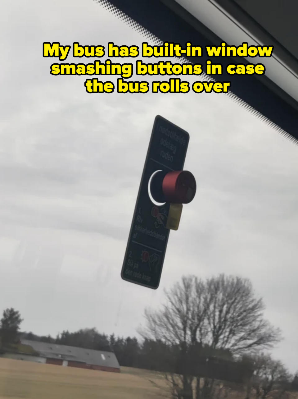 Bus glass button in the middle of the window
