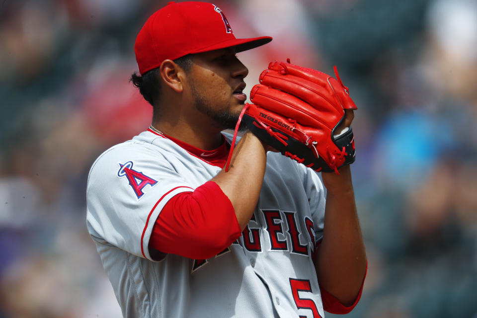 The age difference between Angels starting pitcher Jaime Barria and Rangers starter Bartolo Colon was 23 years and 2 months. (AP)