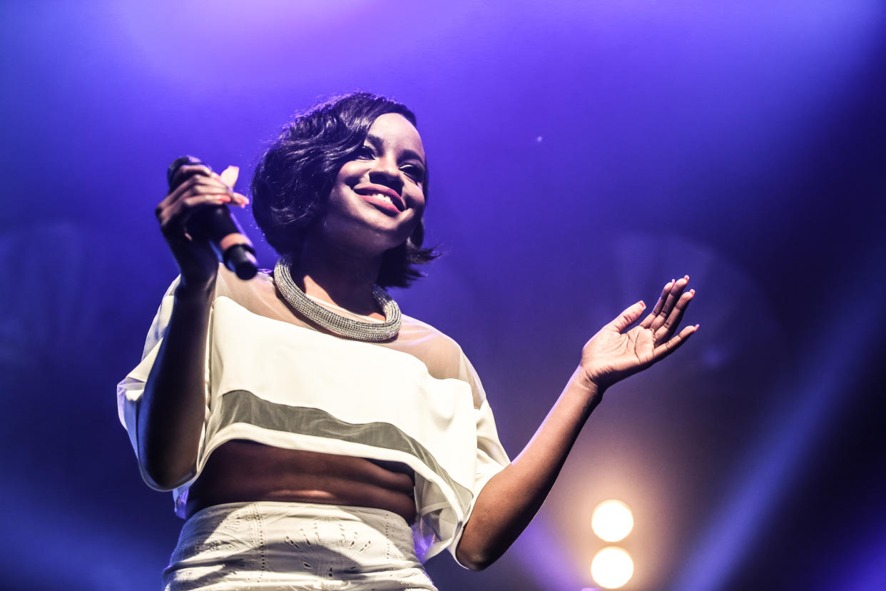 LONDON, UNITED KINGDOM - NOVEMBER 15: Keisha Buchanan of Mutya Keisha Siobhan performs on stage at Shepherds Bush Empire on November 15, 2013 in London, United Kingdom. (Photo by Christie Goodwin/Redferns via Getty Images)