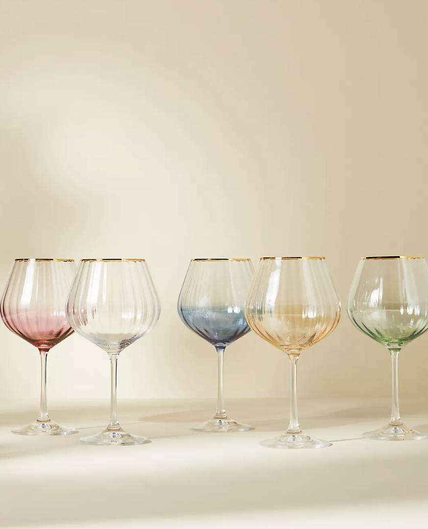 Waterfall Red Wine Glasses in red, white, blue, yellow and green (photo via Anthropologie)