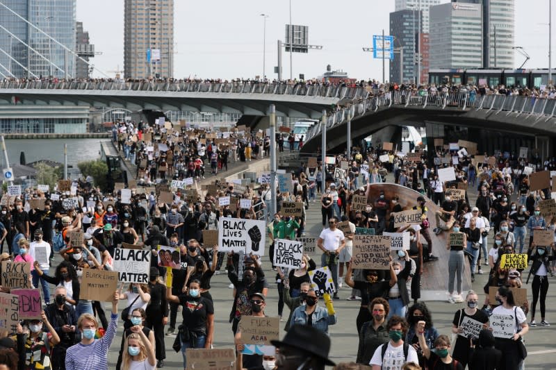 Protest against the death of George Floyd, in Rotterdam