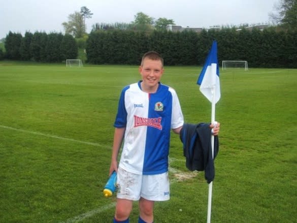 <p>Here’s one of England’s lads in Blackburn Rovers kit as a young gun at Ewood Park. </p>