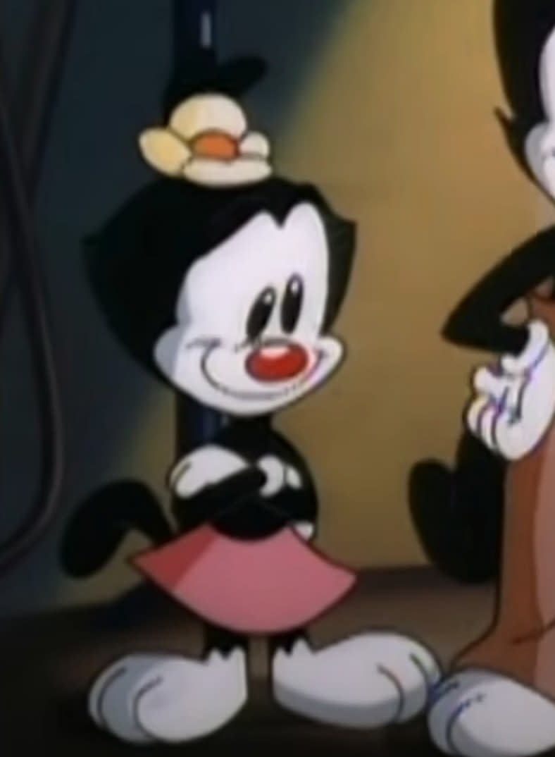 Dot Warner plays pranks with her brothers, Yakko and Wakko