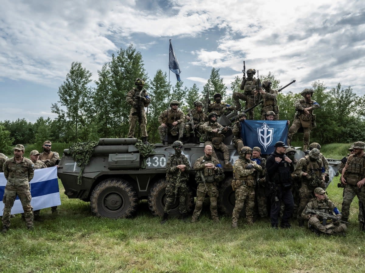 Members of the Russian Volunteer Corps (Viacheslav Ratynskyi/Reuters)