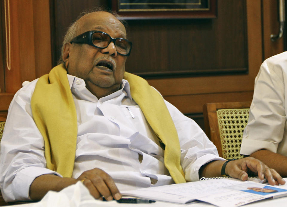 <p>He served as Chief Minister of Tamil Nadu for almost two decades over five terms (between 1969 and 2011) and was also a long-standing leader of the Dravidian movement and ten-time president of the DMK. Before entering politics, he worked in the Tamil film industry as a screenwriter and made significant contributions to the field.</p> 