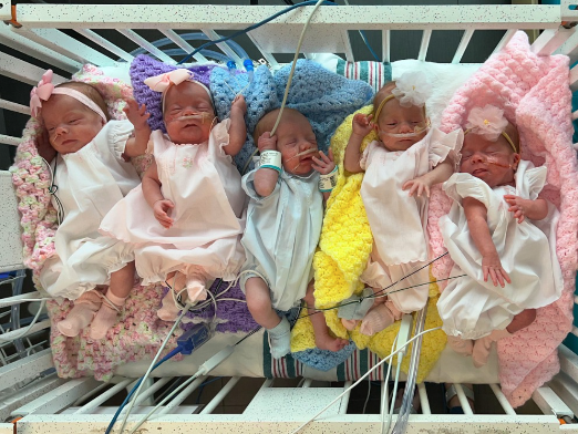 Daughters, Adalyn, Everleigh, Malley, Magnolia, and son Jake were delivered at the University of Mississippi Medical Center on Feb. 16. (Courtesy Ladner family)
