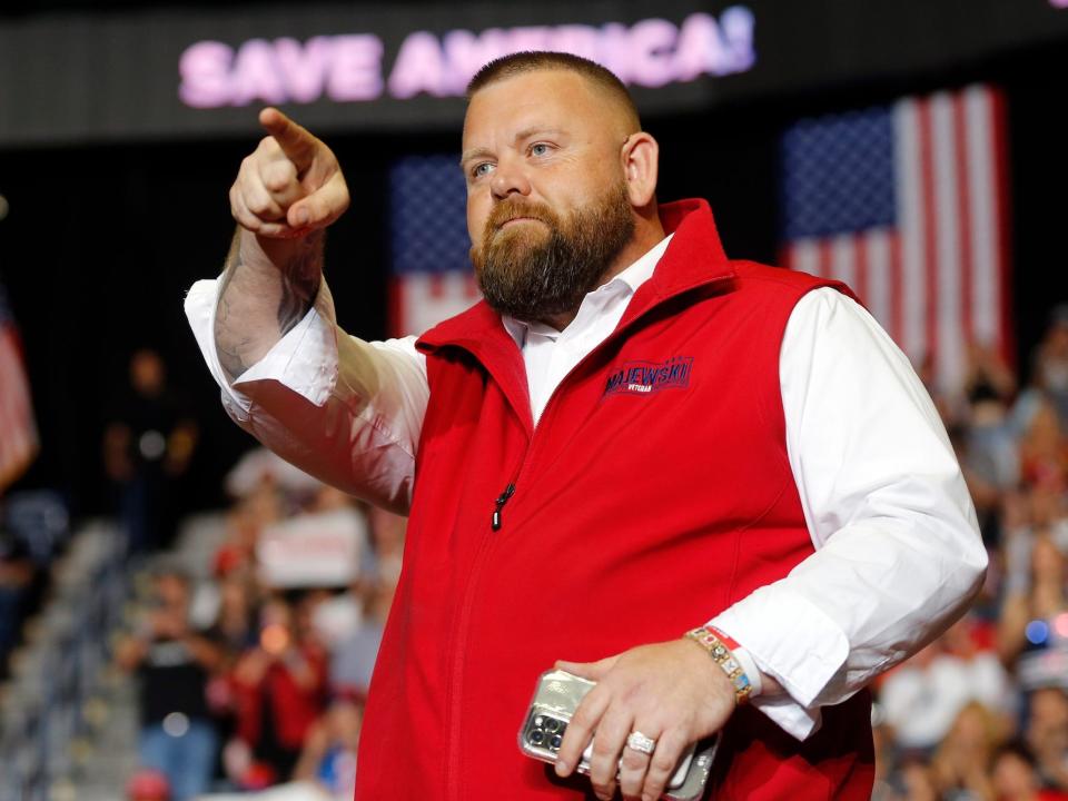 JR Majewski, Kaptur’s Republican opponent, at a Trump rally in Youngstown, OH on September 17, 2022.