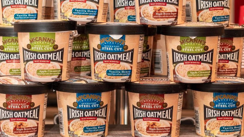 Stacked display of McCann's oatmeal