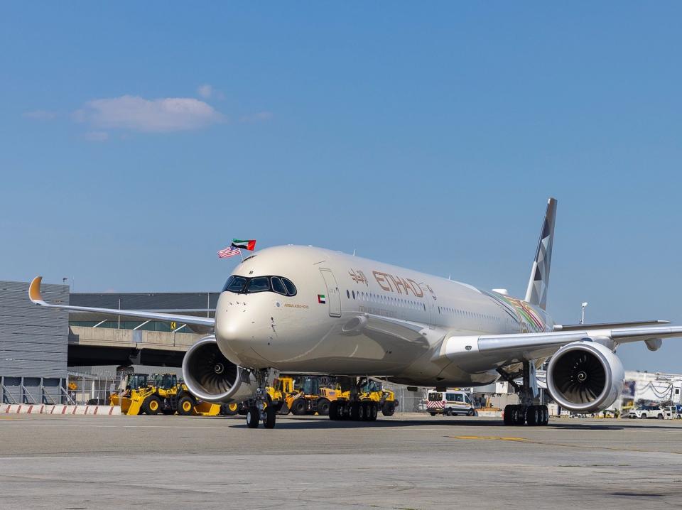 Etihad's first A350 flight to JFK.