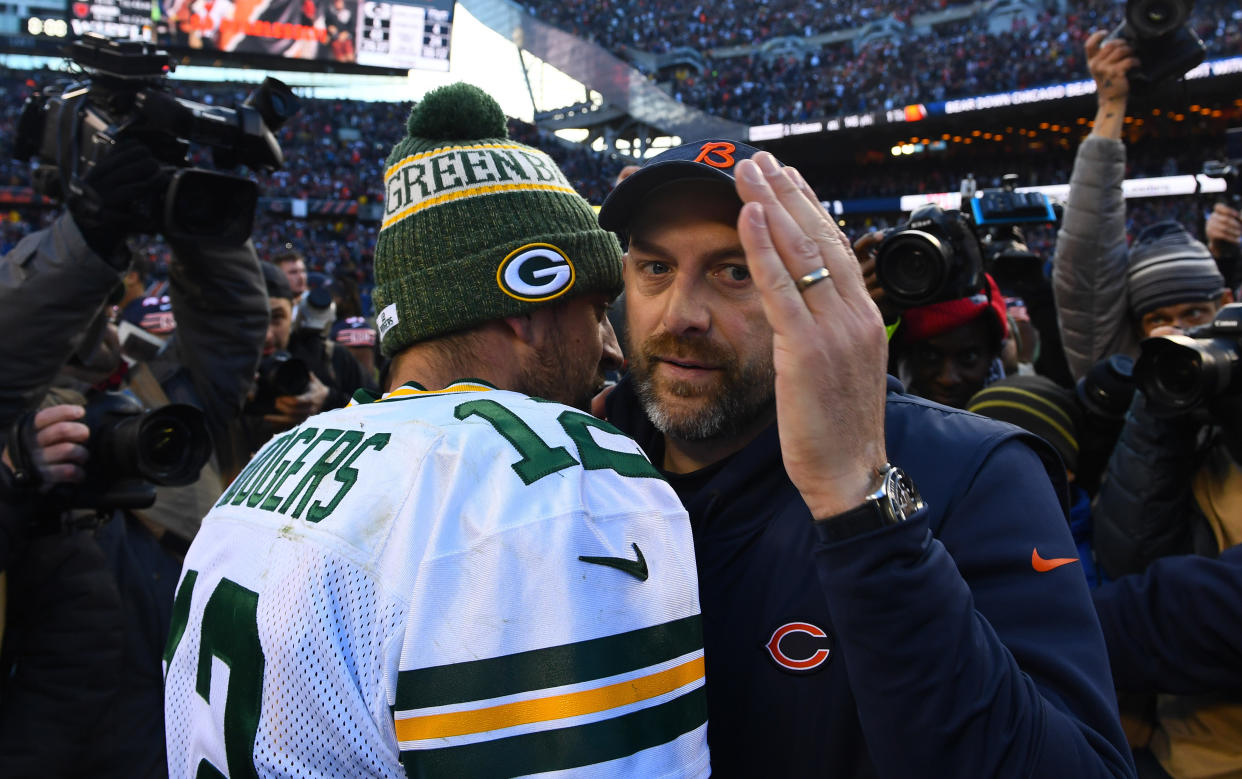 This could be the last Packers-Bears dance for both Aaron Rodgers and Matt Nagy. (Mike DiNovo/Reuters)