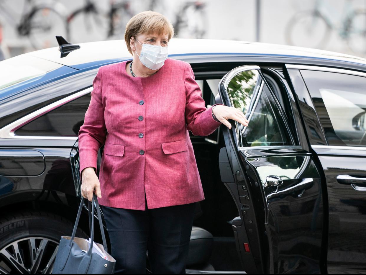 Angela Merkel has faced calls to halt a major gas pipeline from Russia to Germany (AP)