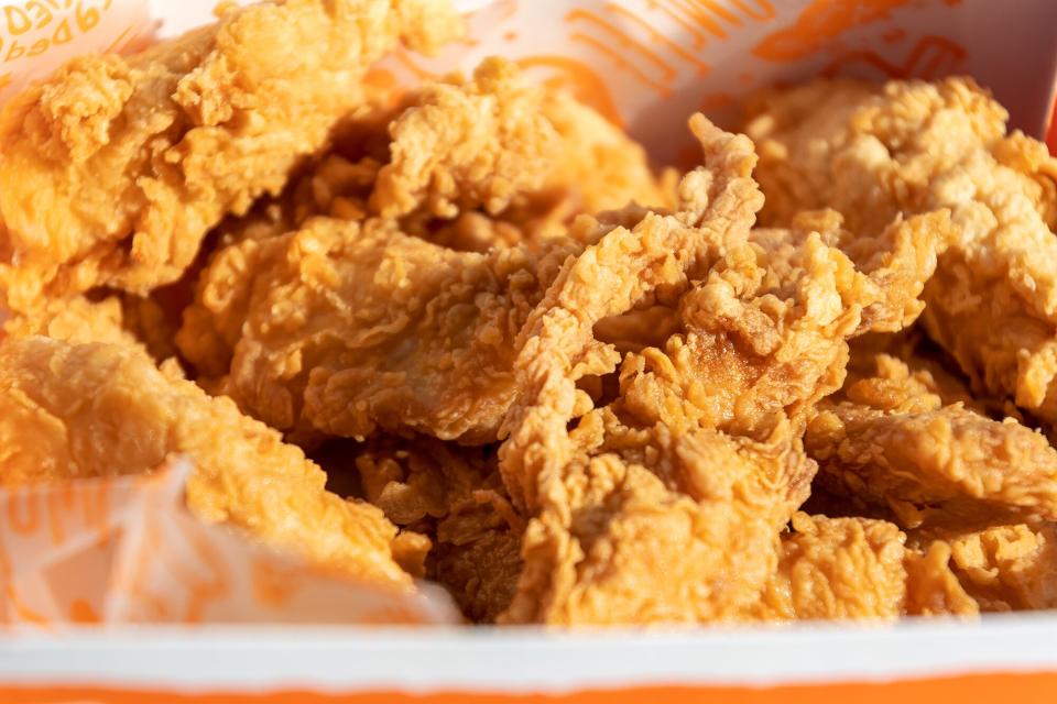 Close-up of Popeyes' tender chicken