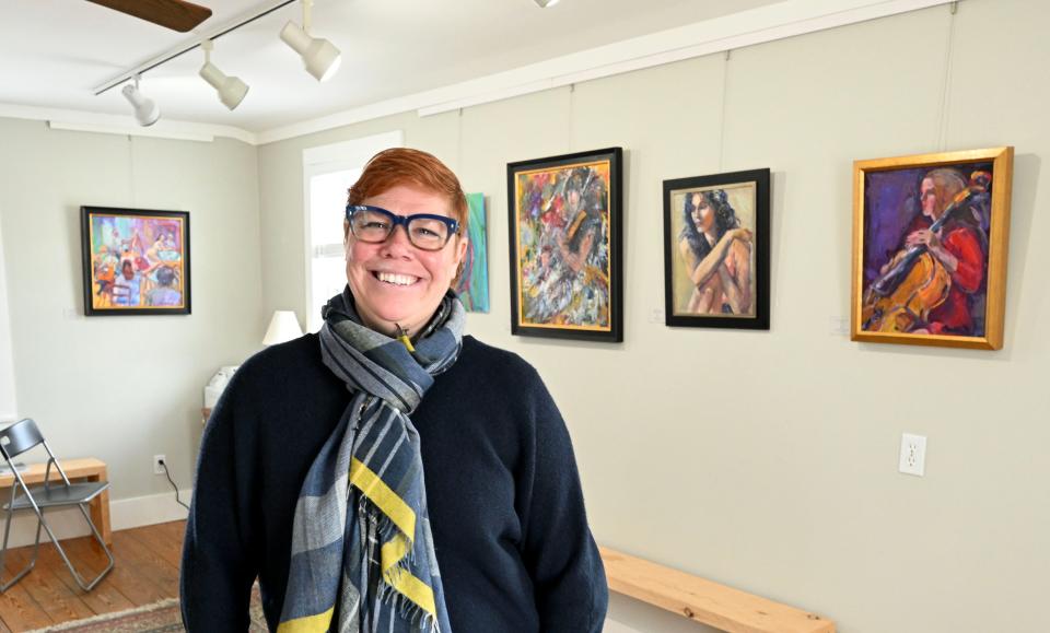 Executive director of the Cultural Center of Cape Cod Molly Demeulenaere at the HyArts Programming Annex in a file photo when the joint venture was announced.