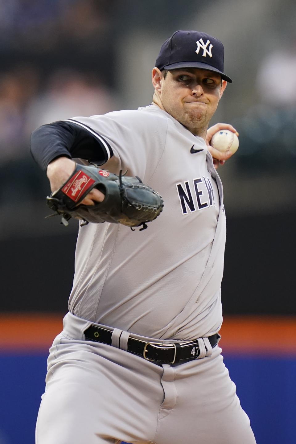 New York Yankees' Jordan Montgomery pitches during the first inning of a baseball game against the New York Mets Tuesday, July 26, 2022, in New York. (AP Photo/Frank Franklin II)