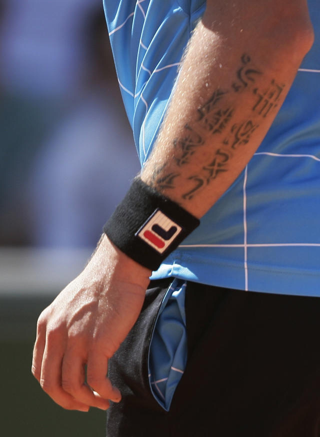 A close up of the tattoo on the neck of Coco Crisp of the Oakland News  Photo - Getty Images