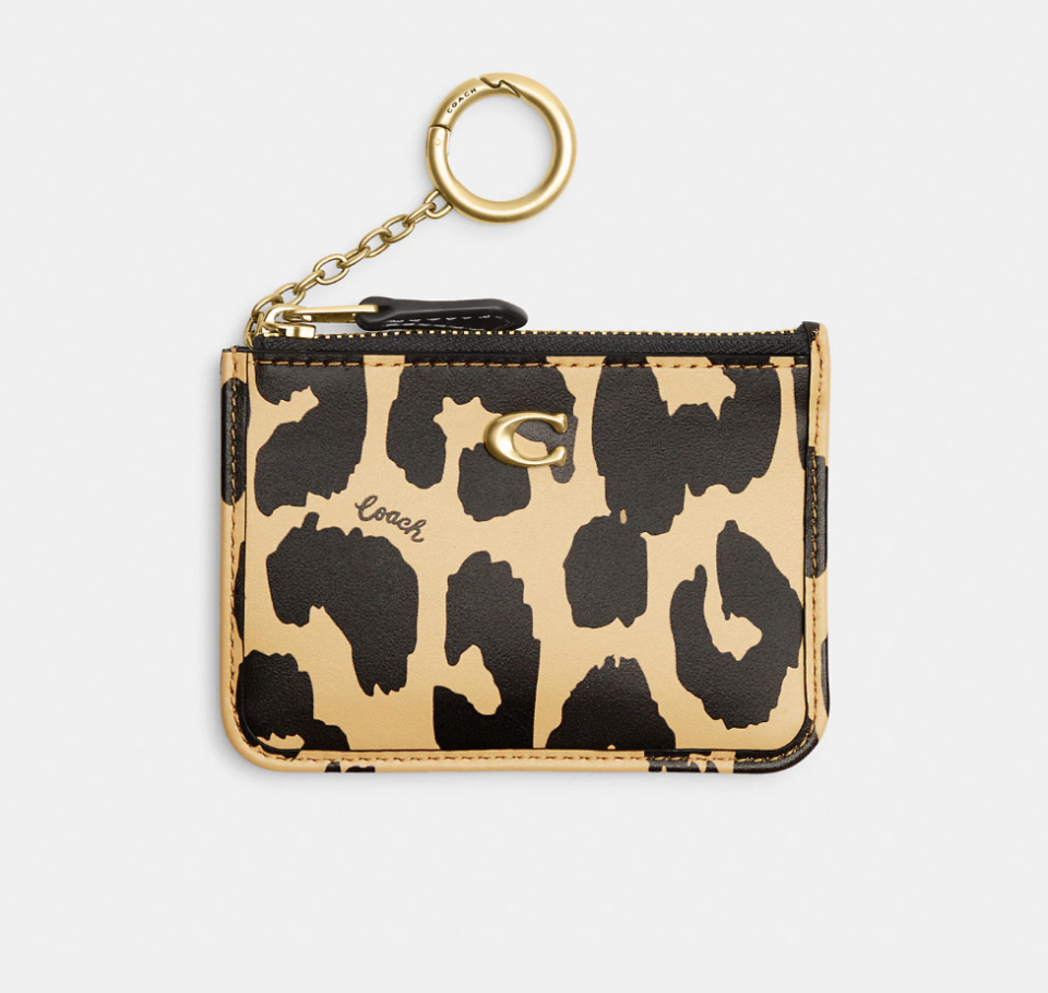 the coach Mini Skinny Id Case With Leopard Print