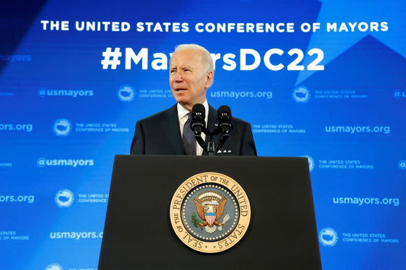 U.S. President Biden makes remarks at the U.S. Conference of Mayors 90th Winter Meeting in Washington