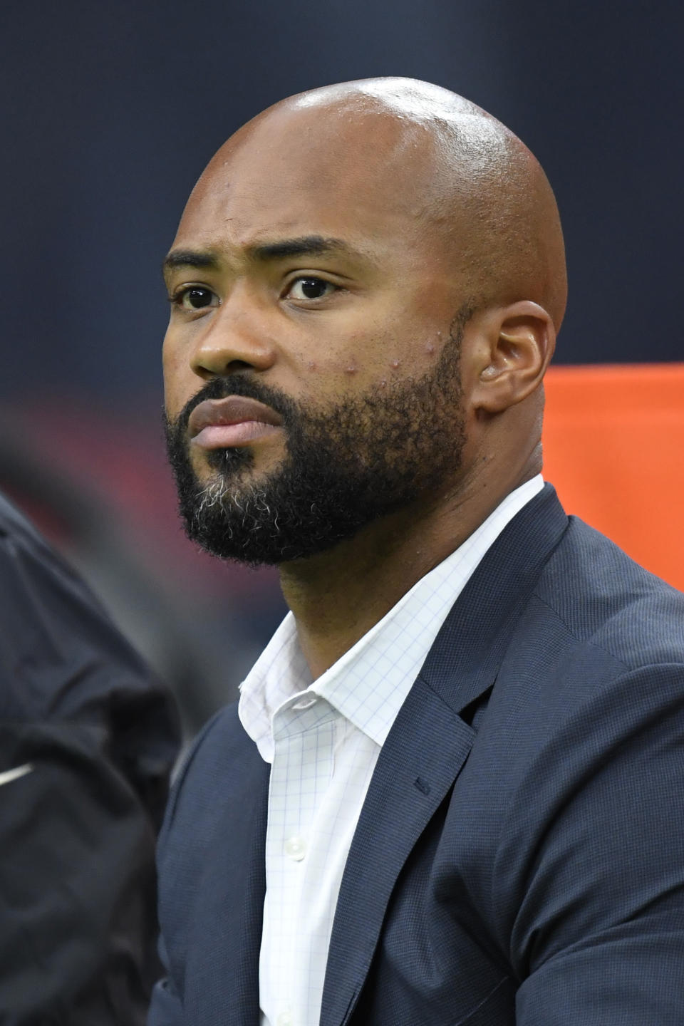 This photo provided by the New Orleans Saints shows Terry Fontenot during an NFL football game against the Houston Texans in Houston in 2016. The Atlanta Falcons have named Terry Fontenot the team's general manager. The 40-year-old Fontenot becomes Atlanta's first Black general manager after spending 18 seasons with division rival New Orleans. (Michael C. Hebert/New Orleans Saints via AP)