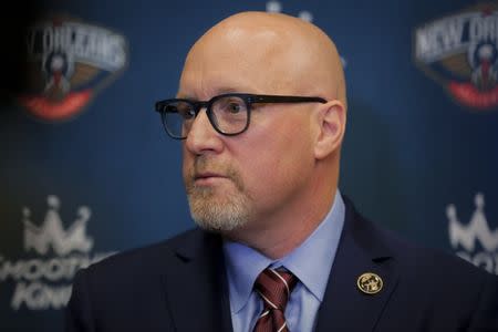 FILE PHOTO: Apr 17, 2019; New Orleans, LA, USA; New Orleans Pelicans Executive Vice President of Basketball Operations David Griffin during an introductory press conference at the New Orleans Pelicans facility. Mandatory Credit: Derick E. Hingle-USA TODAY Sports