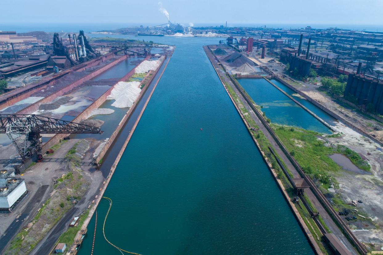 Indiana Harbor shows the heart of the steel making industry along Lake Michigan, one of the aerial views seen in the new film “Liminal: Indiana in the Anthropocene.”