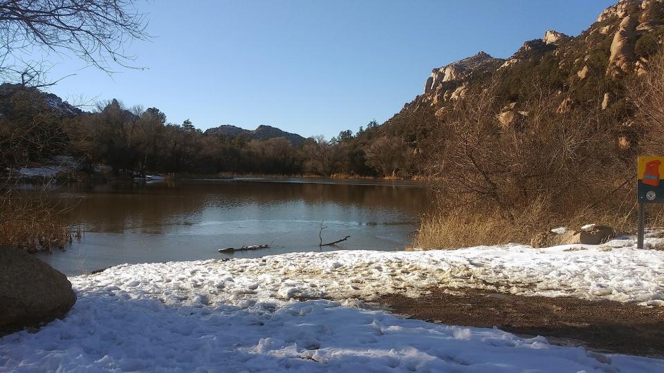 A lake near the Metate Trailhead.