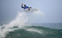 <p>Pedro Henrique of Portugal competes during the final of the 2017 ISA World Surfing Games on May 28, 2017 in Biarritz, southwestern France. Corzo won the event. (Photo: Franck Fife/AFP/Getty Images) </p>