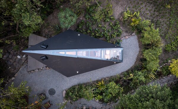 At the Malinalco Rojkind outpost of Wander Cabins, a skylight spans 180 degrees, offering views of the sky above and allowing for better daylight indoors.