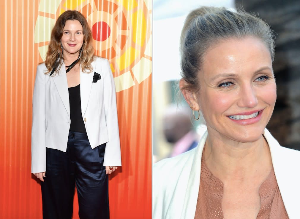 Drew Barrymore and Cameron Diaz have been praised by fans for ageing gracefully, both pictured in 2019. (Getty Images)