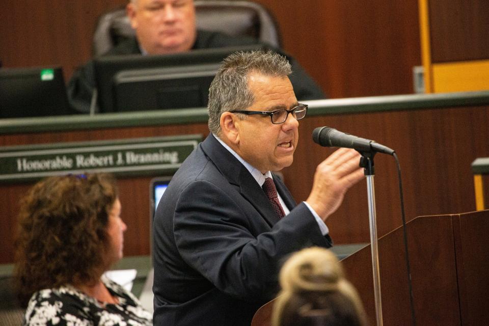 Assistant State Attorney Daniel Feinberg gives opening statements in the penalty phase of Joseph ZielerÕs trial on Tuesday, May 23, 2023. Zieler was convicted in the murders of Robin Cornell and Lisa Story. The jury will decide on life in prison or the death penalty.