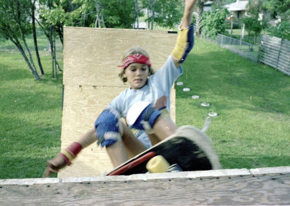 Skateboarder Micah Allebach practices on a homemade vert ramp in 1978, one of many that sprang up across Northeast Florida back then.