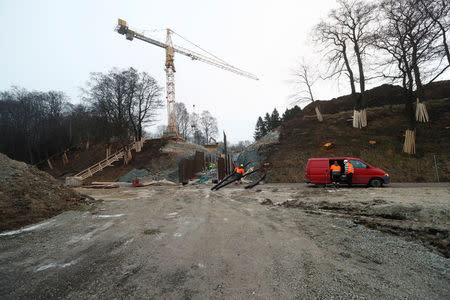 A construction site where German WWII graves were found is seen in Tallinn, Estonia January 10, 2018. REUTERS/Ints Kalnins