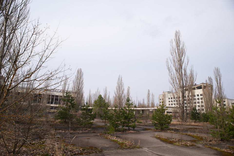 An abandoned main central square in the Pripyat, near the Chernobyl nuclear power plant in the Exclusion Zone, Ukraine. (Photo: Vitaliy Holovin/Corbis via Getty images)