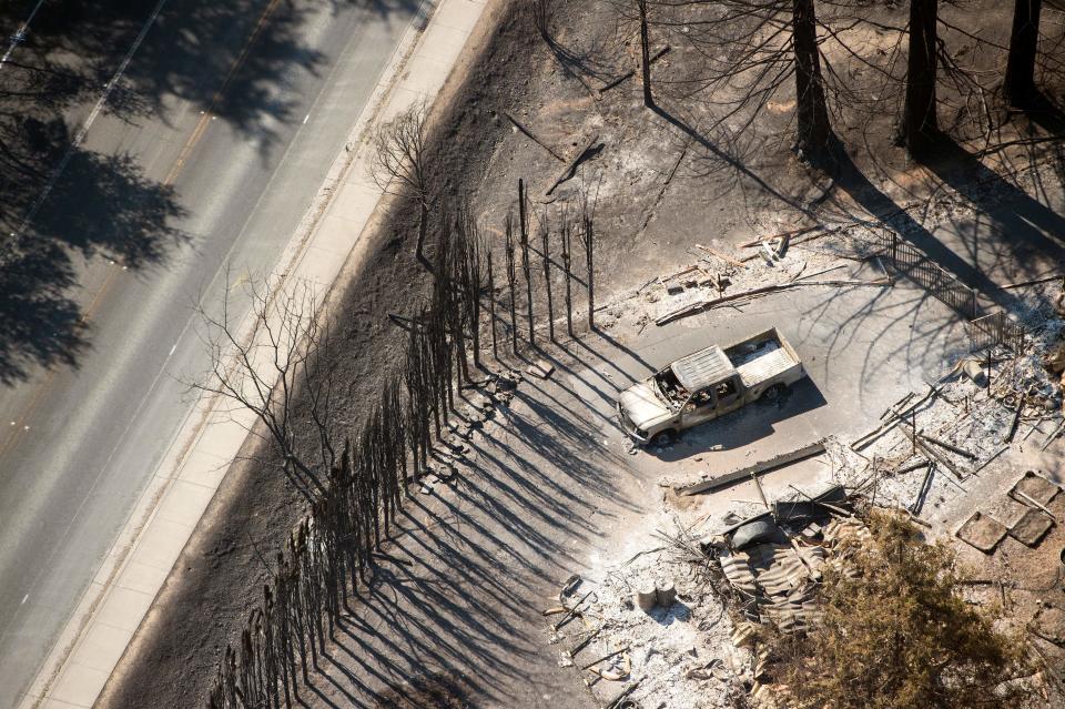 <p>A burned property is seen in Santa Rosa, Calif., on Oct. 12, 2017. (Photo: Josh Edelson/AFP/Getty Images) </p>