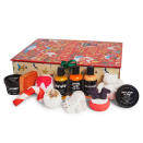 <p>This gift set features the Brazilian orange citrus, lime oil and almond oil infused-Celebrate Body Milk (an exclusive to Lush’s 12 Days of Christmas Advent Calendar), festively-shaped bath bombs, luxe body products and … best of all? A reusable box! </p>