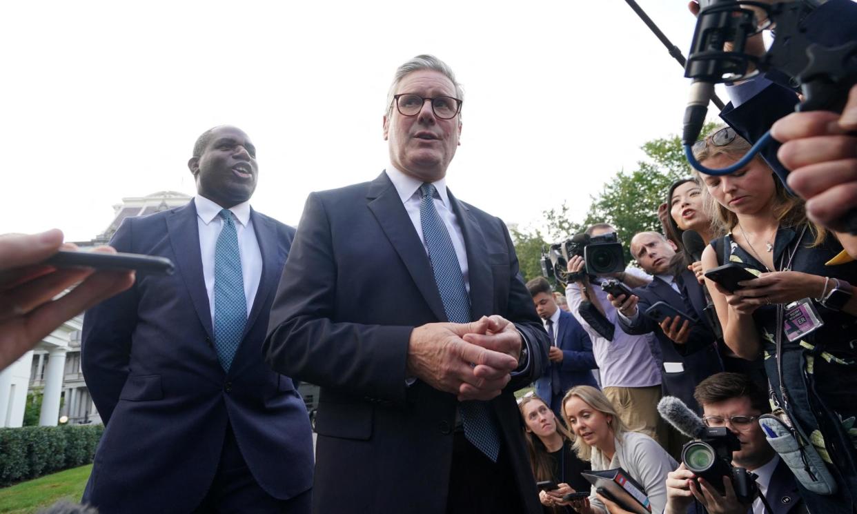 <span>Prime minister Keir Starmer visits Washington DC<br>with foreign secretary David Lammy on 13 September.</span><span>Photograph: Stefan Rousseau/Reuters</span>