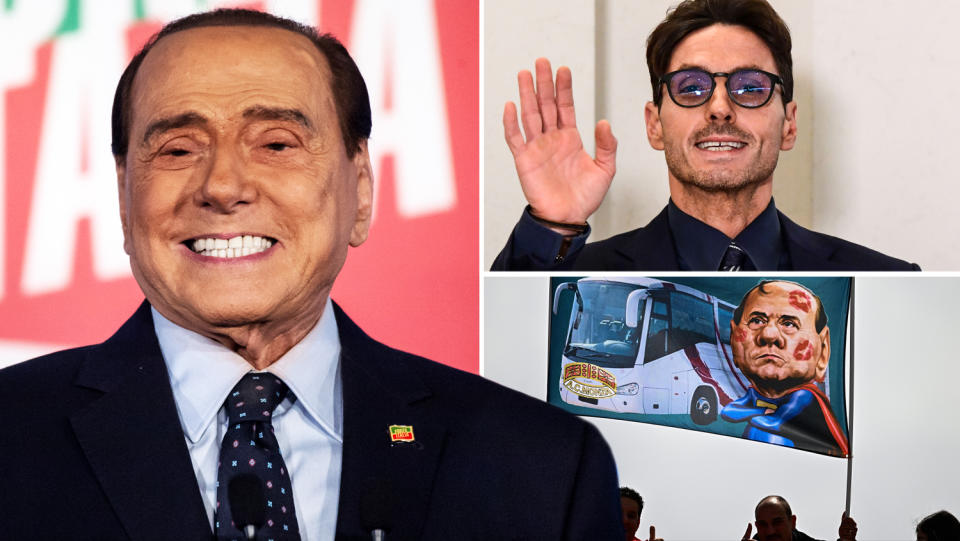 Silvio Berlusconi and his son Pier Silvio Berlusconi 