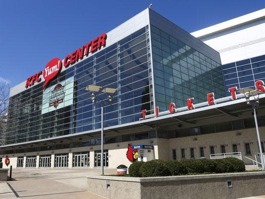 The arena authority uses money generated from rental fees for U of L men?s basketball games to help pay down debt. About 10 percent of that revenue comes from ticket sales.  Alton Strupp/Courier-JournalAlton Strupp/CJKFC Yum Center debt payments are an issue.Outside the KFC Yum Center, March 21, 2016