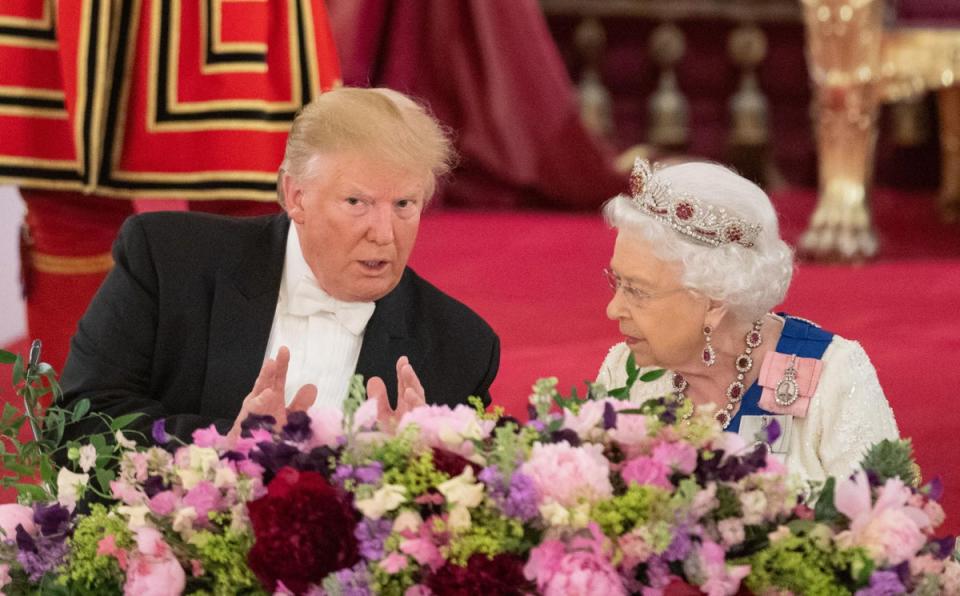 US President Donald Trump and The Queen during the State Banquet at Buckingham Palace (PA)